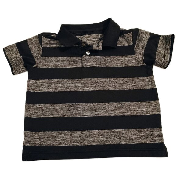 EUC: Boys' Healthtex sie 3T Black & Gray Striped Polo Shirt - Picture 1 of 3